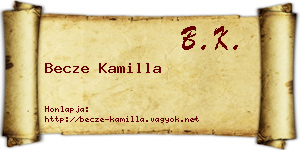 Becze Kamilla névjegykártya